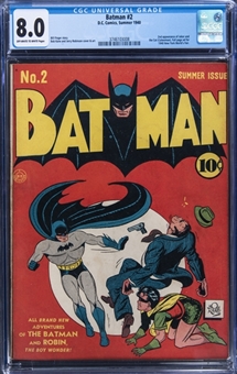 1940 D.C. Comics "Batman" #2 - CGC 8.0 Off-White To White Pages